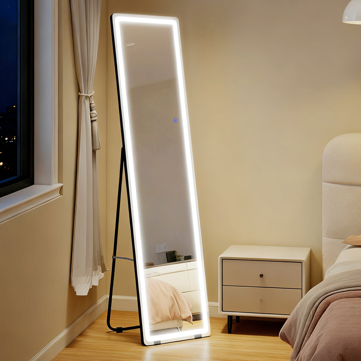 Miroir sur pied ou mural intensité et couleur réglable avec télécommande 40 x 37 x 157,5H cm argenté