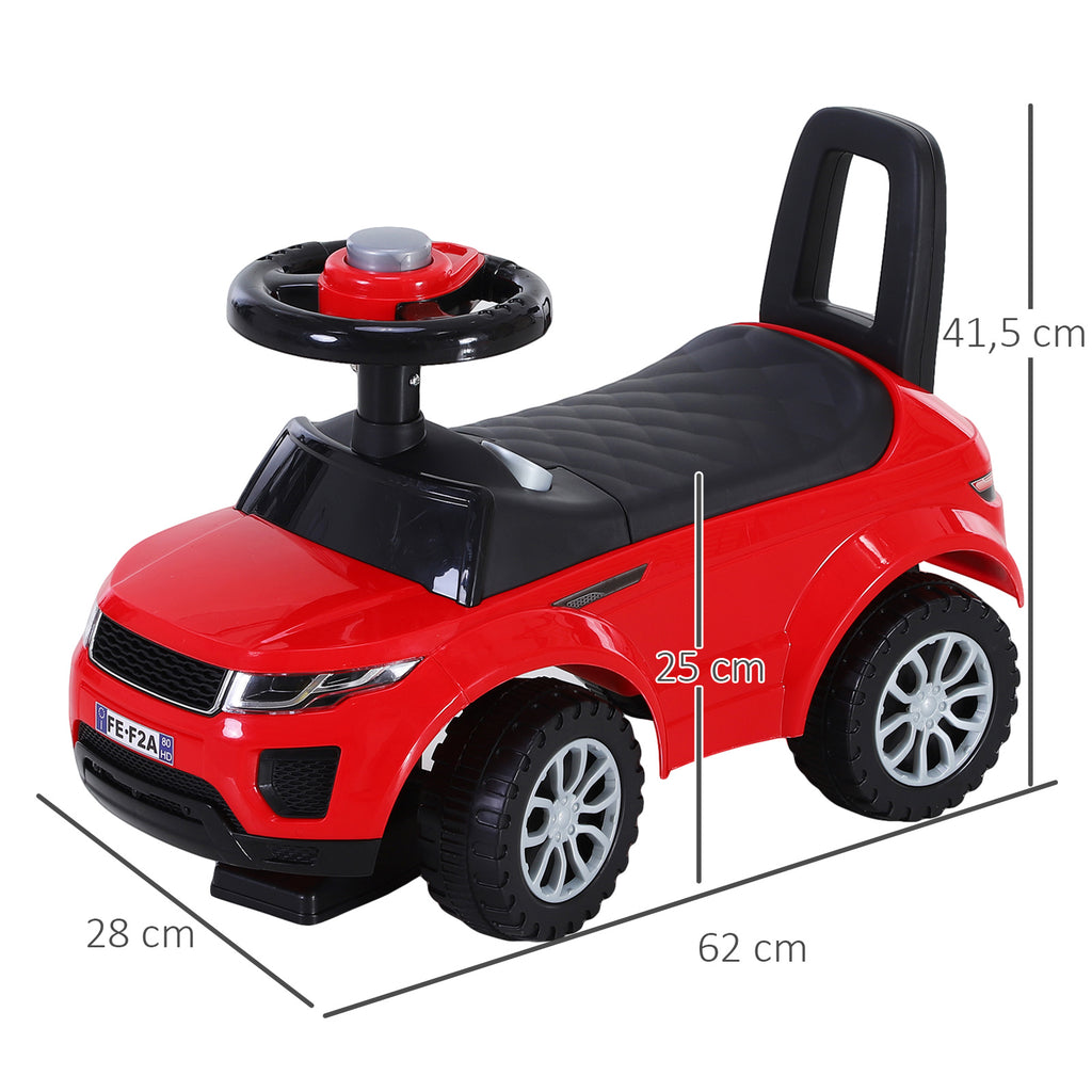 Porteur Enfant Véhicule à Pousser, Porteur Bébé avec Klaxon, Compteurs Factices et Coffre à Jouets, pour Enfants de 12 à 36 Mois, Rouge