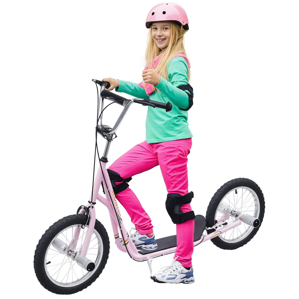 Trottinette patinette Grandes Roues pneumatiques Ø 41 cm avec pegs Rose