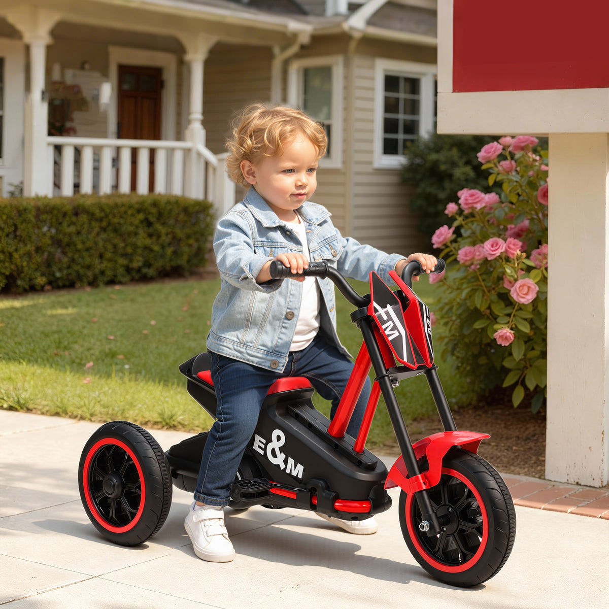 Tricycle pour enfants, vélo d'équilibre 3 roues avec pédale pour 18 à 36 mois, pour intérieur et extérieur, rouge