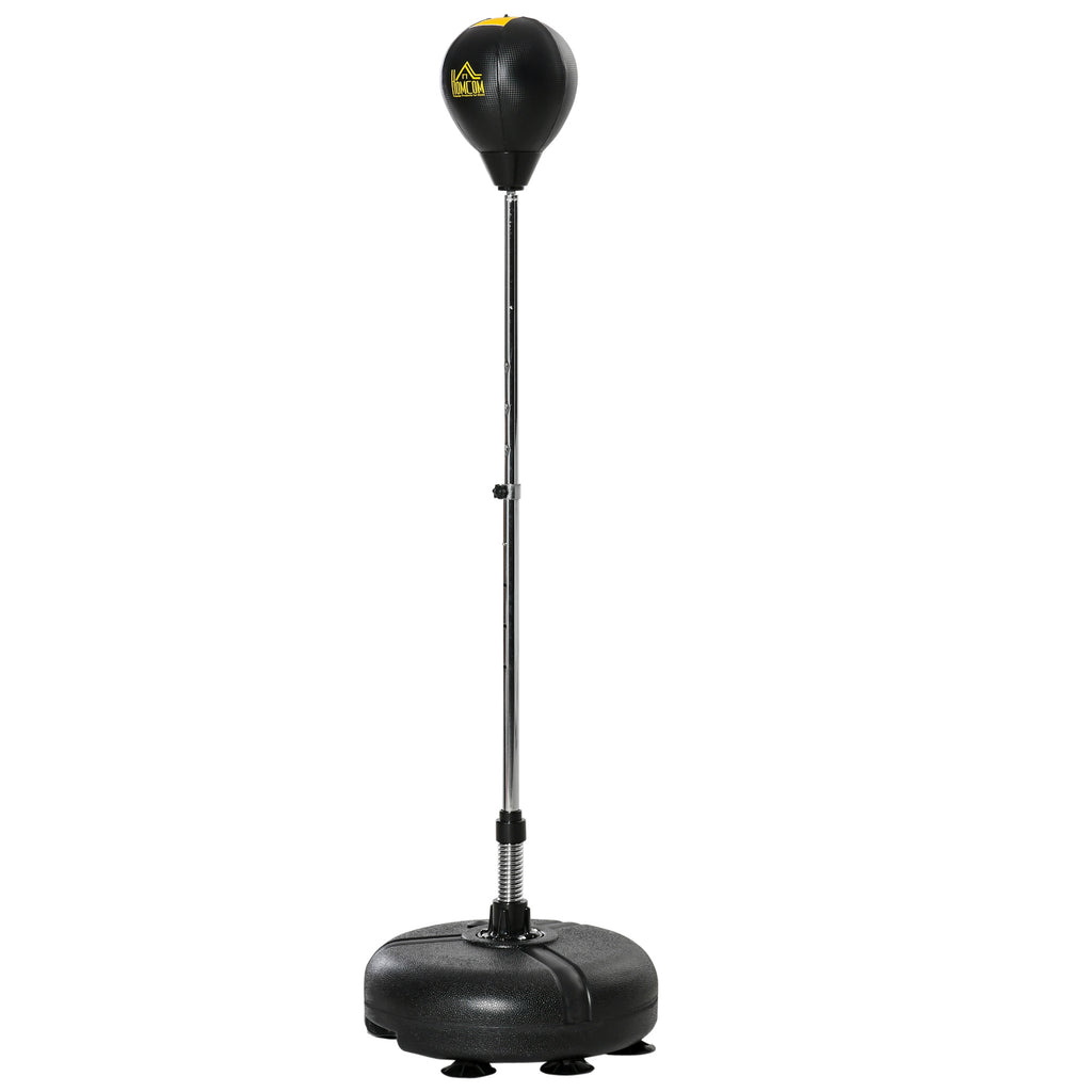 Punching ball sur pied réglable hauteur 133 -151 cm, sac de frappe sur pied 2 gants base lesté 45 x 45 x 133-151 cm noir