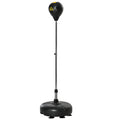 Punching ball sur pied réglable hauteur 133 -151 cm, sac de frappe sur pied 2 gants base lesté 45 x 45 x 133-151 cm noir