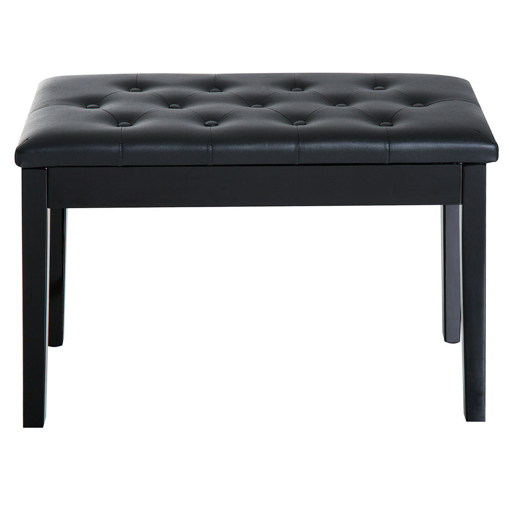 Banquette tabouret siège pour piano avec coffre de rangement pied bois caoutchouc assise capitonnée noir