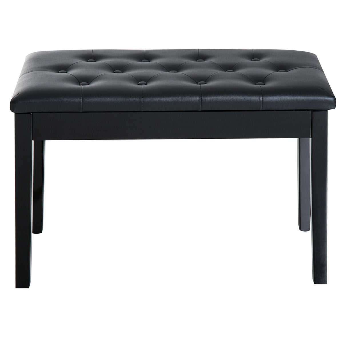 Banquette tabouret siège pour piano avec coffre de rangement pied bois caoutchouc assise capitonnée noir