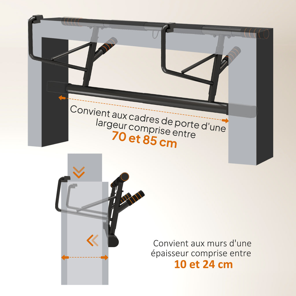 Barre de traction barre traction porte avec bandes de résistance poignées rembourrées 100 x 43 x 27 cm noir