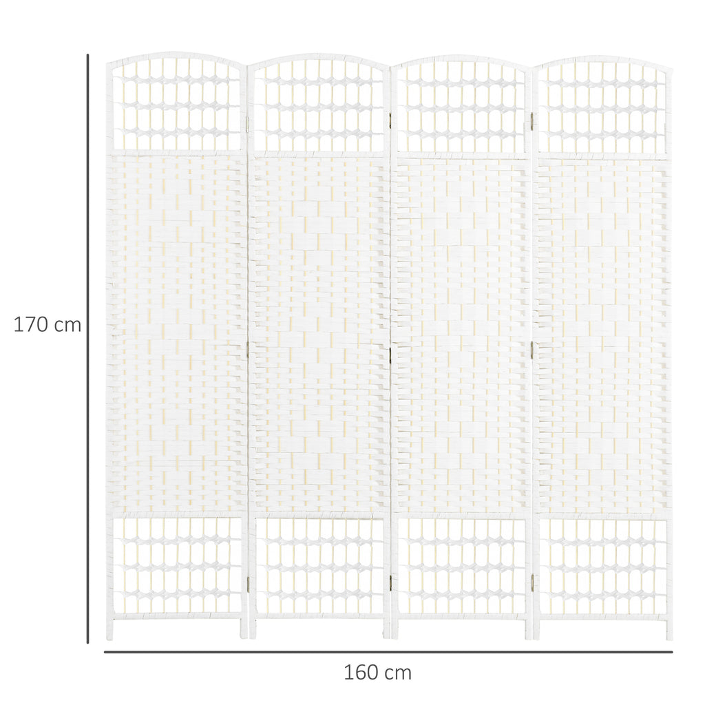Paravent intérieur en bois séparateur de pièce cloison pliable 4 panneaux 160 x 170 cm blanc
