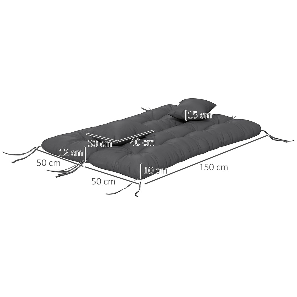 Ensemble de 4 coussins d'extérieur pour balancelle de jardin, 1 coussin d'assise coussins de dossier et 2 oreillers