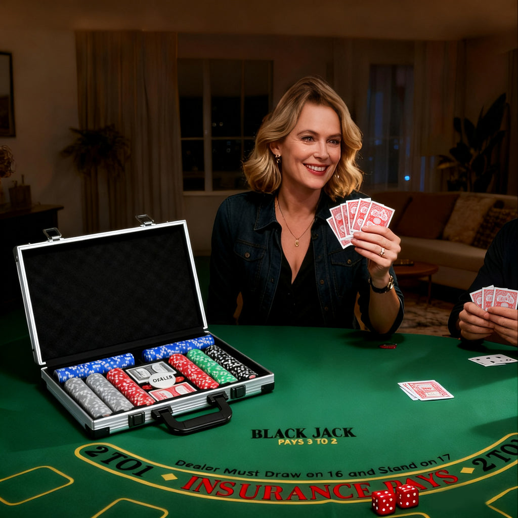 Mallette de poker coffret de poker complet 400 jetons, boîtier en ABS, cartes à jouer, dés, dealer, tapis, clés