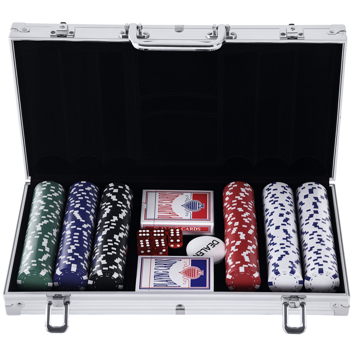 Mallette de Poker Coffret de Poker Complet avec 300 jetons 2 Jeux de Cartes + 2 clés Aluminium