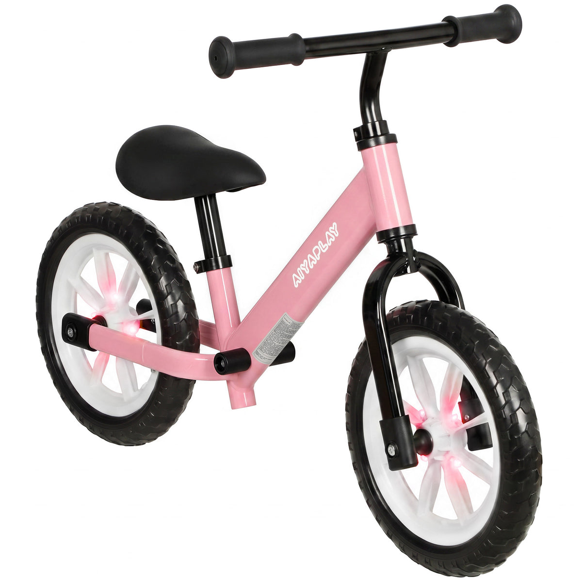 Draisienne Enfant 2-5 Ans, Roues Lumineuses, Siège Guidon Réglables, Pneus EVA Silencieux, Charge 50kg, 84x40x57cm, Rose
