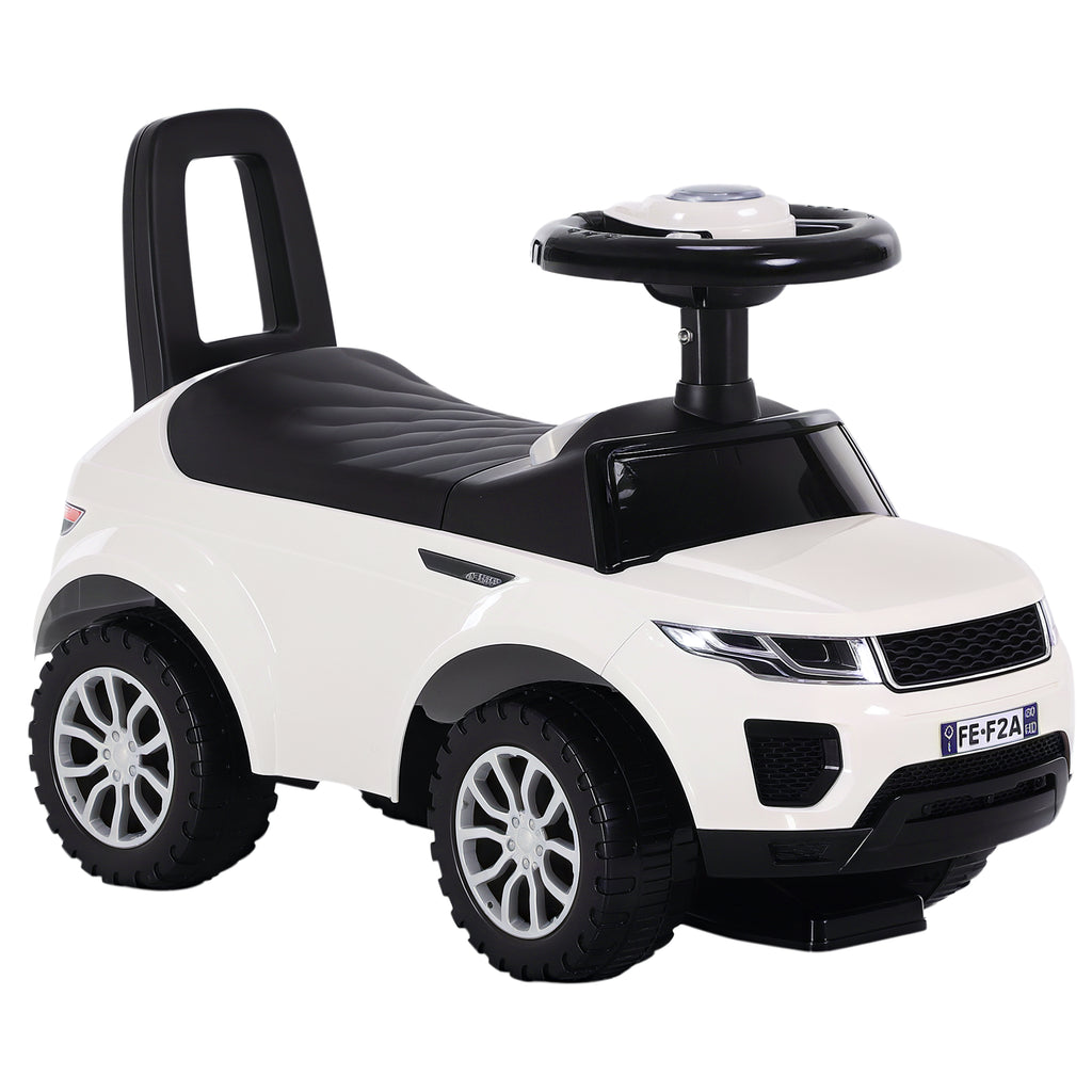 Porteur Enfant Véhicule à Pousser, Porteur Bébé avec Klaxon, Compteurs Factices et Coffre à Jouets, pour Enfants de 12 à 36 Mois, Blanc
