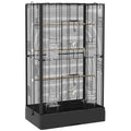 Cage à oiseaux volière avec portes perchoirs cage pour canaris perruches perroquets 61 x 36,5 x 98 cm noir