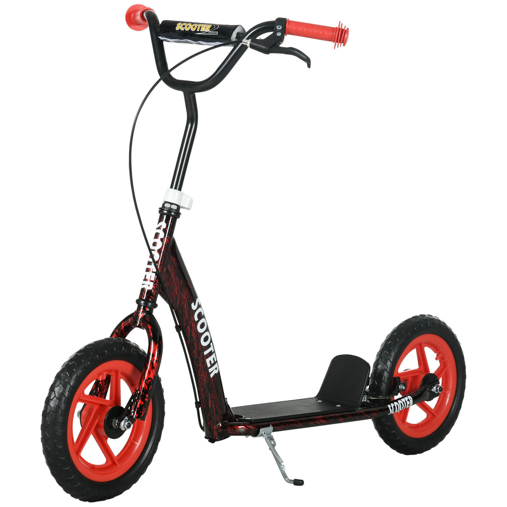 Trottinette patinette scooter enfant grandes roues de 6 à 12 ans hauteur réglable frein arrière béquille rouge