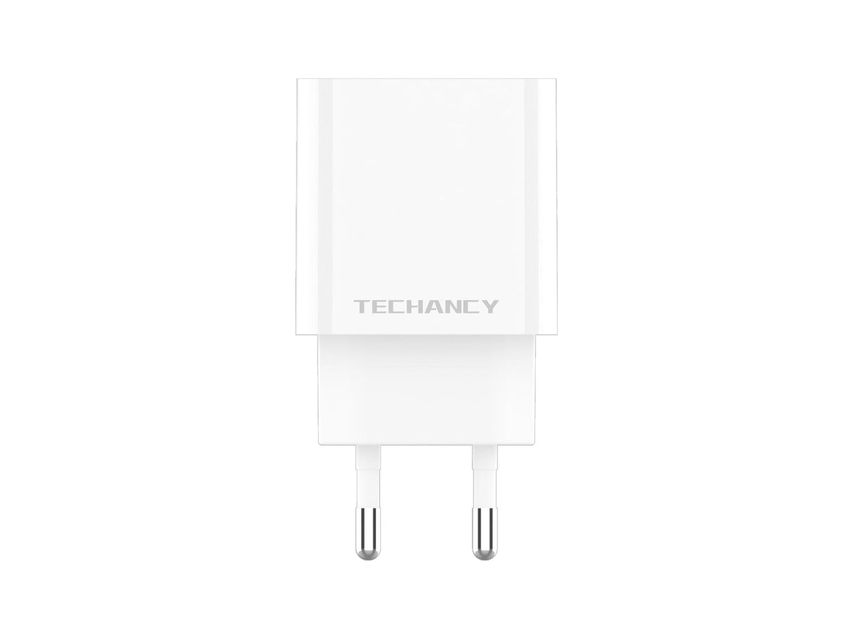 Techancy Carregador 38W USB A e USB C PD QC3.0 TA2828 Carregamento rapido para iPhone Android Tablet Adaptador EU Branco