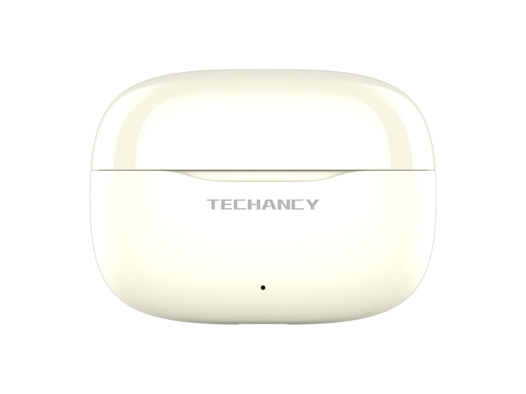 Techancy Auriculares Bluetooth TWS Wireless 5.4 KP2715 Microfone HD Toque inteligente USB C para Android iPhone Creme