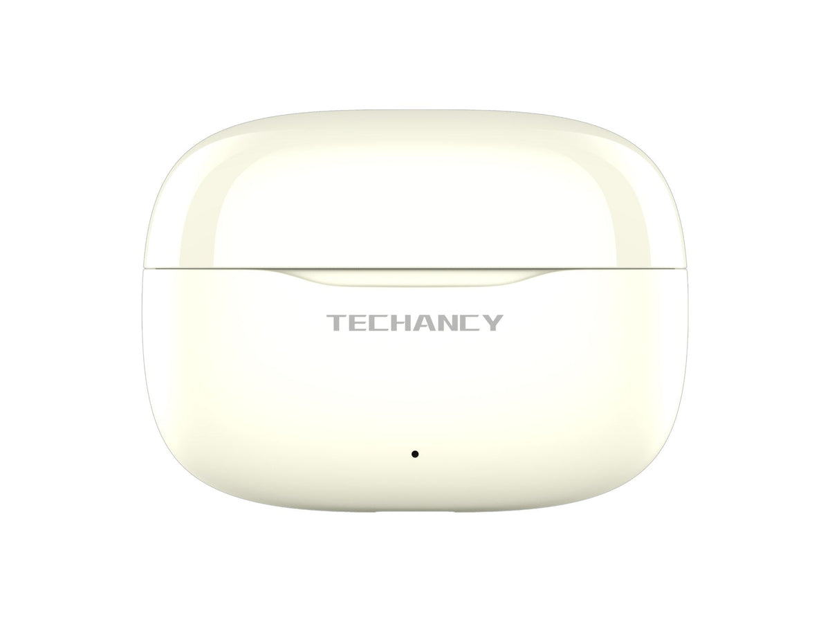 Techancy Auriculares Bluetooth TWS Wireless 5.4 KP2715 Microfone HD Toque inteligente USB C para Android iPhone Creme