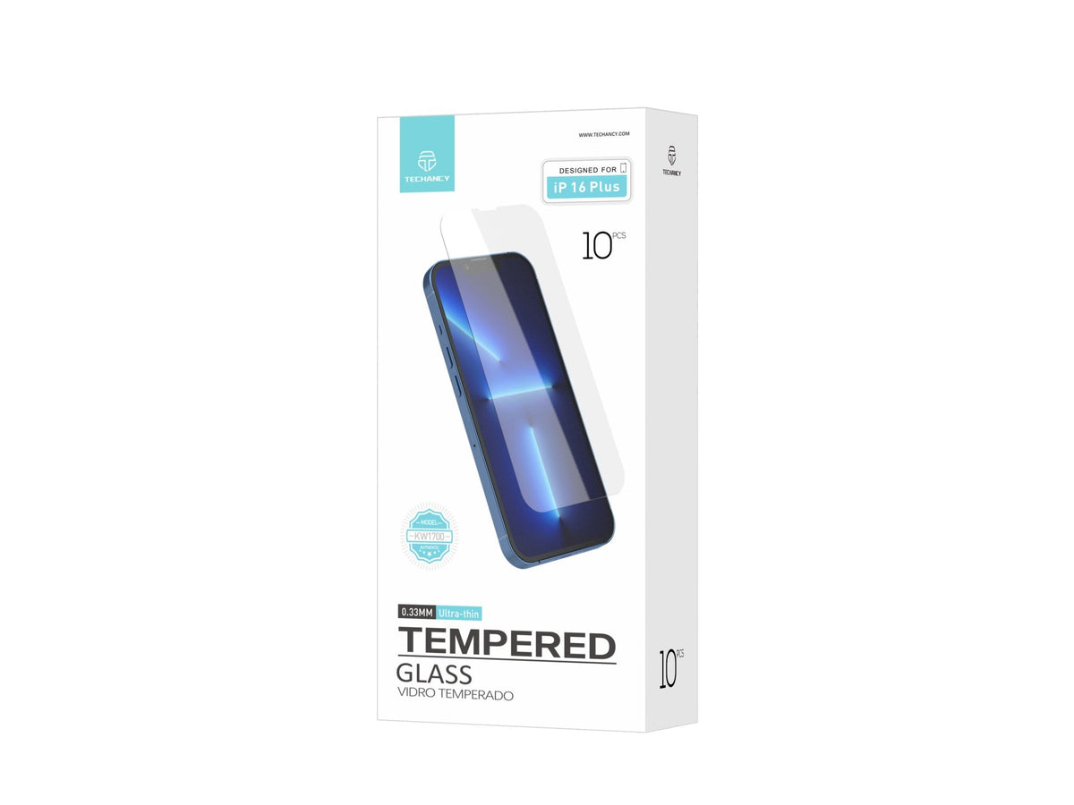 Techancy Película de Vidro Temperado  para iPhone 16 Plus KW1700 , 0.33MM, Anti-riscos, Alta Transparência, Fácil Aplicação
