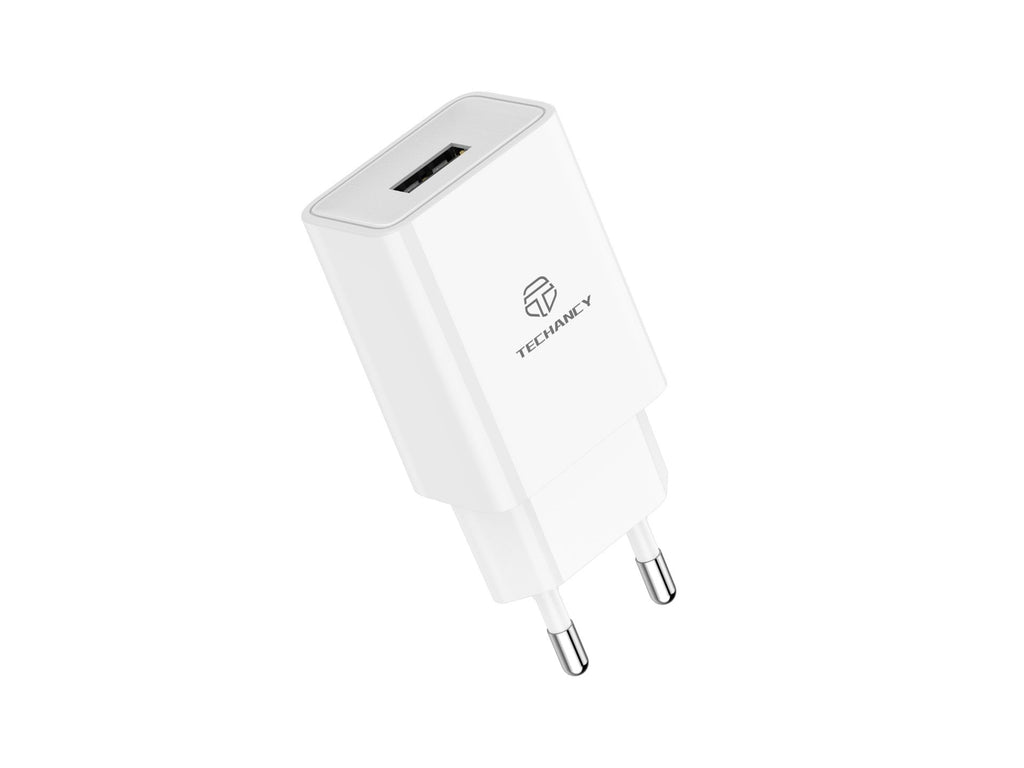 Techancy Carregador De Telemóvel Branco  TA2771, Saída Usb 5v-2.4a, Compatível Com Samsung, Huawei, Apple, Etc.