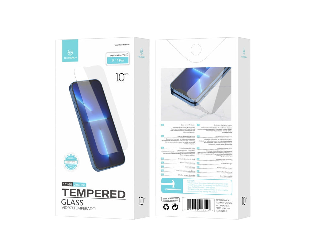 Techancy Película de Vidro Temperado  para iPhone 14 Pro KW1700 , 0.33MM, Anti-riscos, Alta Transparência, Fácil Aplicação