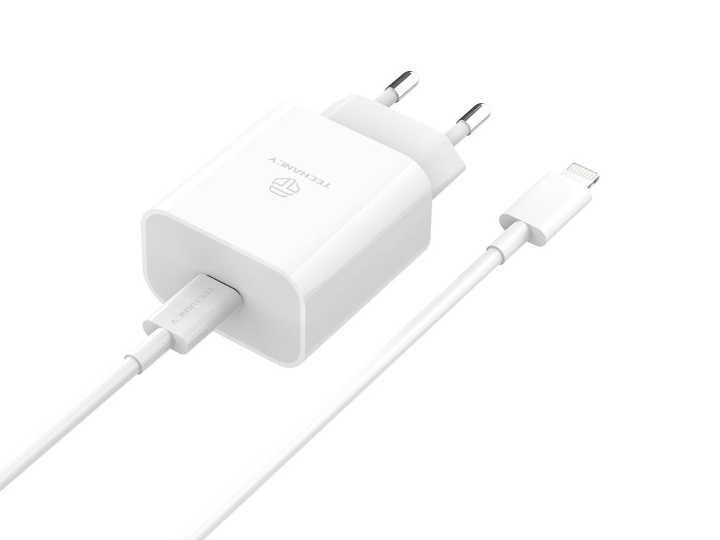 Techancy Carregador 33w Branco TA2814, Com Cabo Type-C Para Lightning 1m/30w Pd De Carregamento Rápido