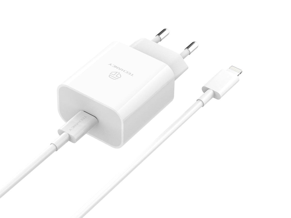 Techancy Carregador 33w Branco TA2814, Com Cabo Type-C Para Lightning 1m/30w Pd De Carregamento Rápido