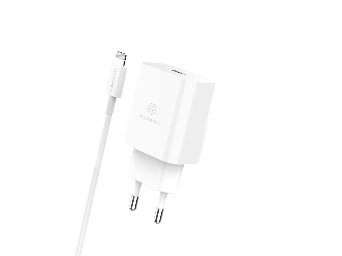 Techancy Carregador 33w Branco TA2814, Com Cabo Type-C Para Lightning 1m/30w Pd De Carregamento Rápido