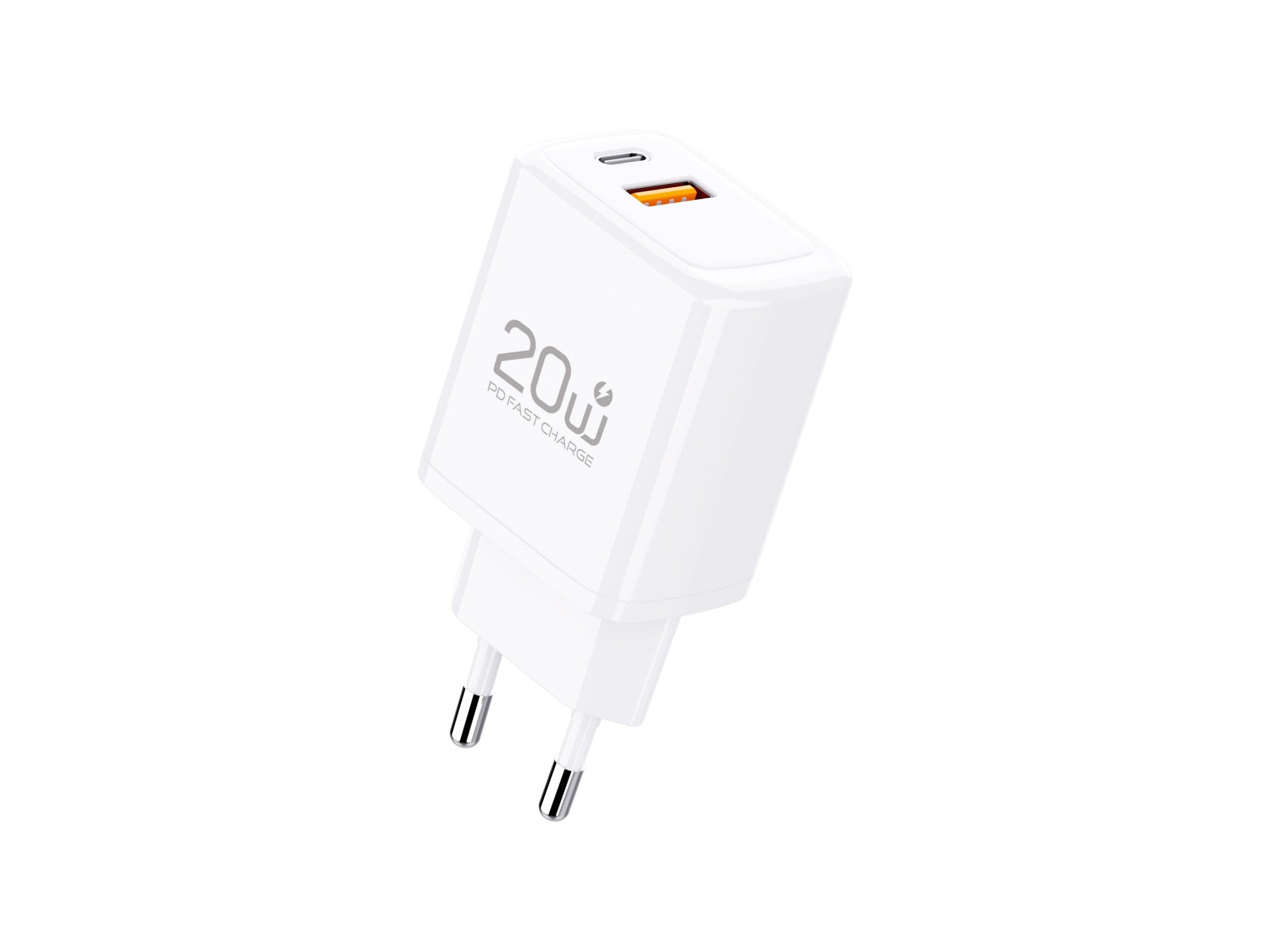 Techancy Carregador TA2825 PD3.0 20W com Duas Portas USB-C e USB-A Compativel com Diversos Telemoveis e Tablets