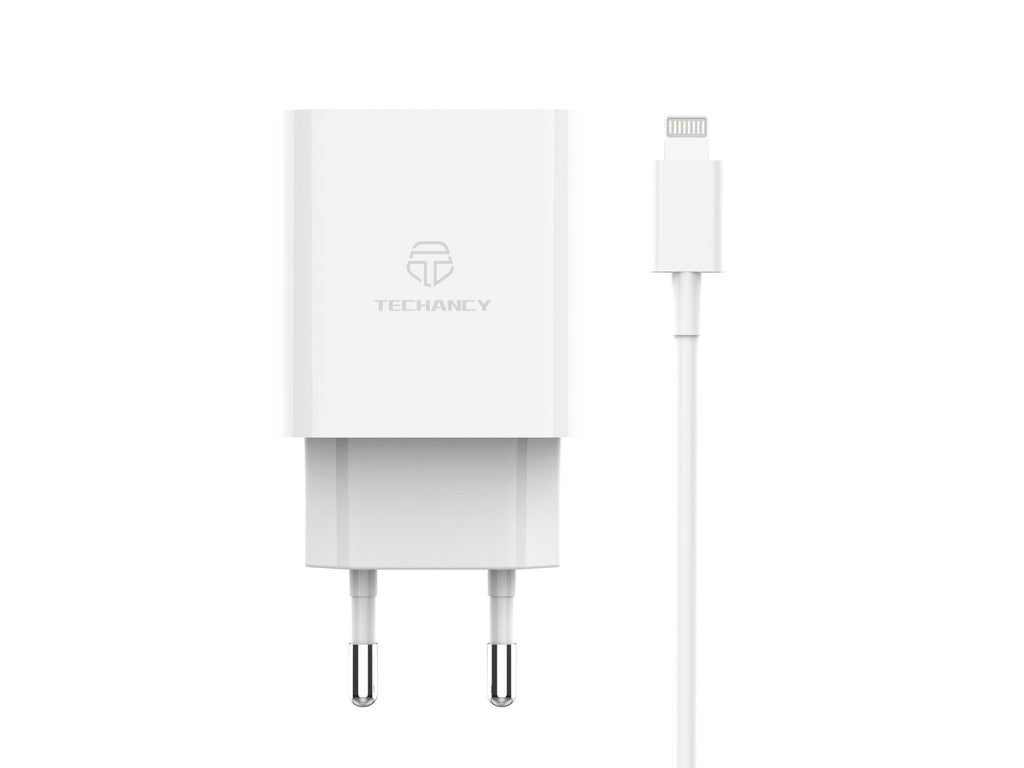 Techancy Carregador 33w Branco TA2814, Com Cabo Type-C Para Lightning 1m/30w Pd De Carregamento Rápido