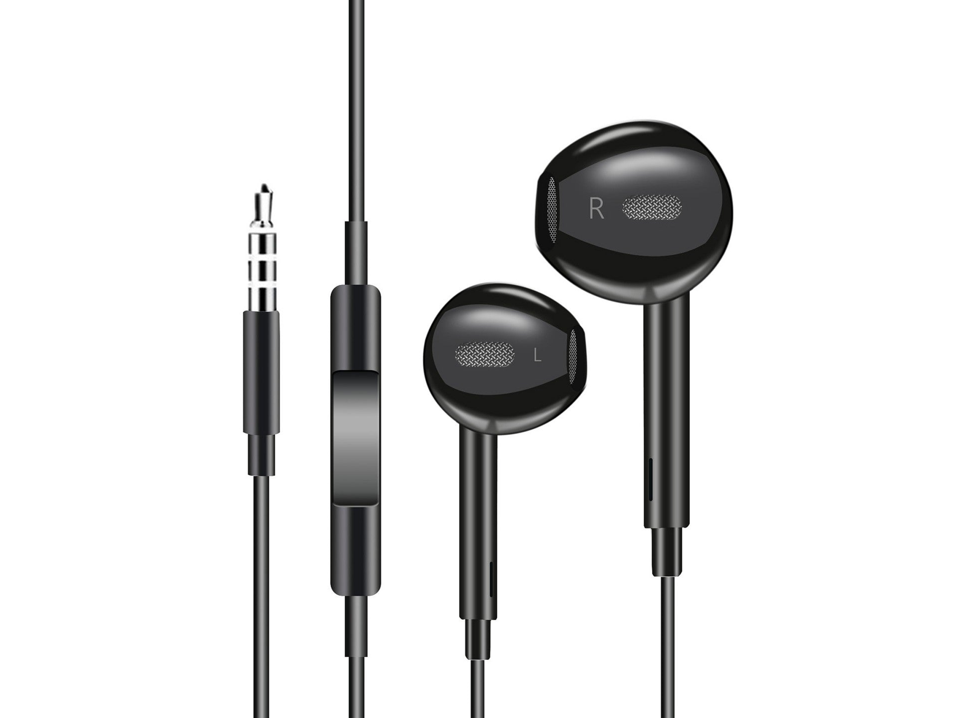 Techancy Auscultadores Intra-Auriculares Pretos 1,2 M TD8029, Com Controlo De Volume Do Microfone, Conetor De 3,5 Mm