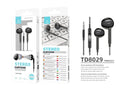 Techancy Auscultadores Intra-Auriculares Pretos 1,2 M TD8029, Com Controlo De Volume Do Microfone, Conetor De 3,5 Mm