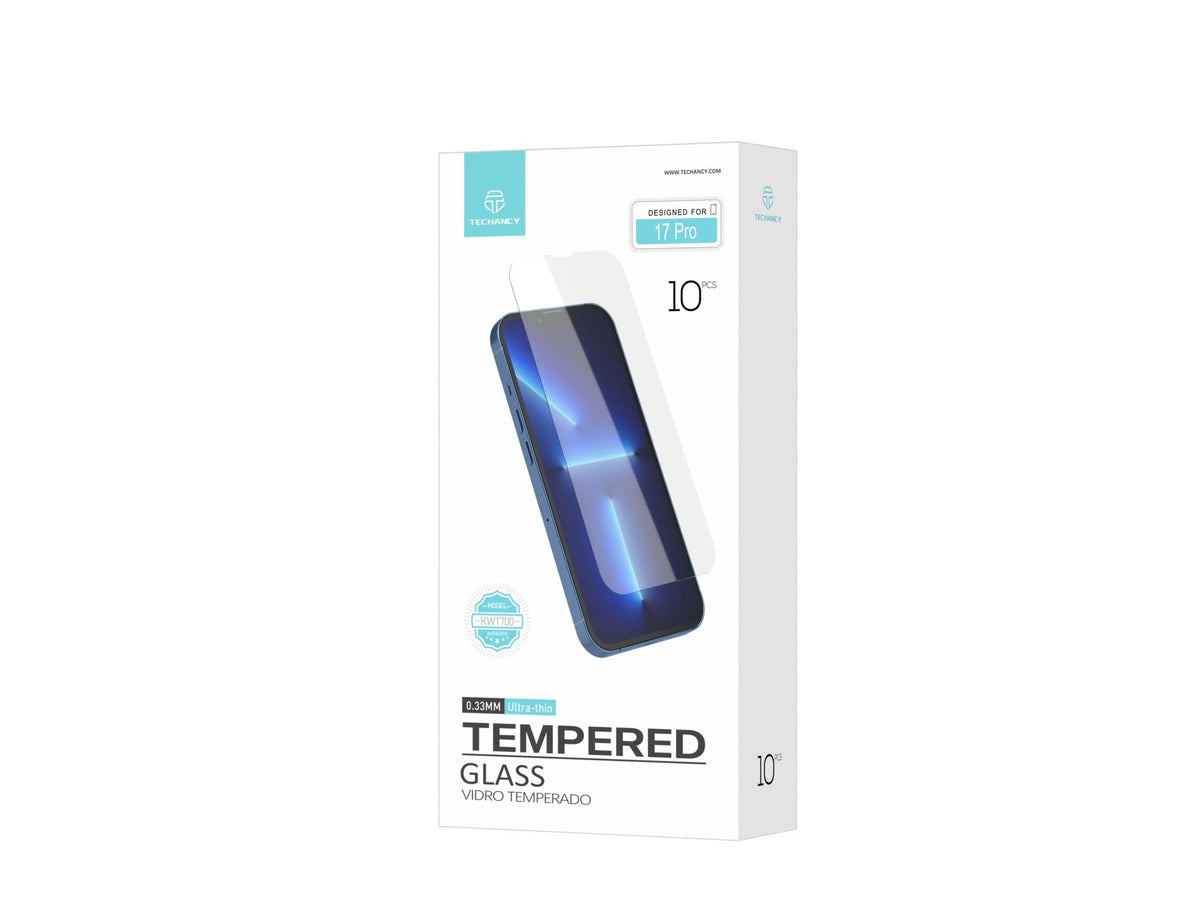 Techancy Pelicula de Vidro Temperado para iPhone 17 Pro KW1700, 0.33MM Ultra Fino, Anti Impressao Digital, Anti Riscos, Transparente HD