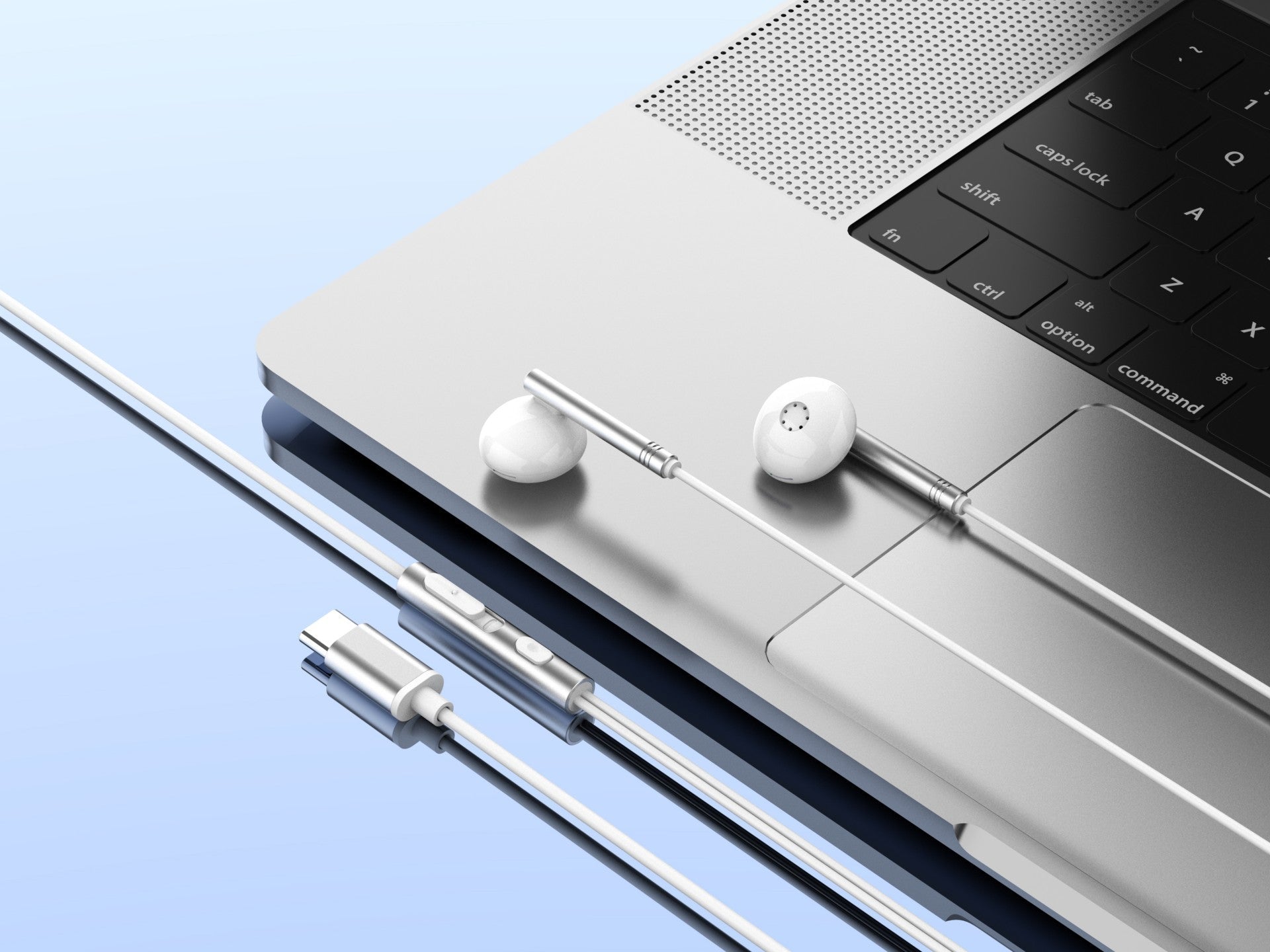 Techancy Auscultadores Estéreo Em Metal Branco TD8090, Porta Dsp/Type-C Compatível Com Samsung/Huawei/Xiaomi, Etc.