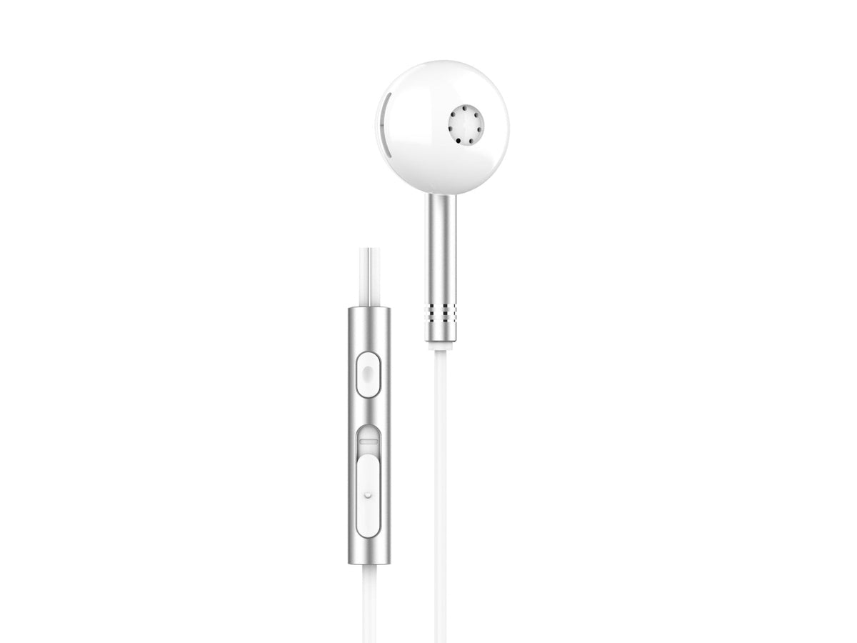 Techancy Auscultadores Estéreo Em Metal Branco TD8090, Porta Dsp/Type-C Compatível Com Samsung/Huawei/Xiaomi, Etc.