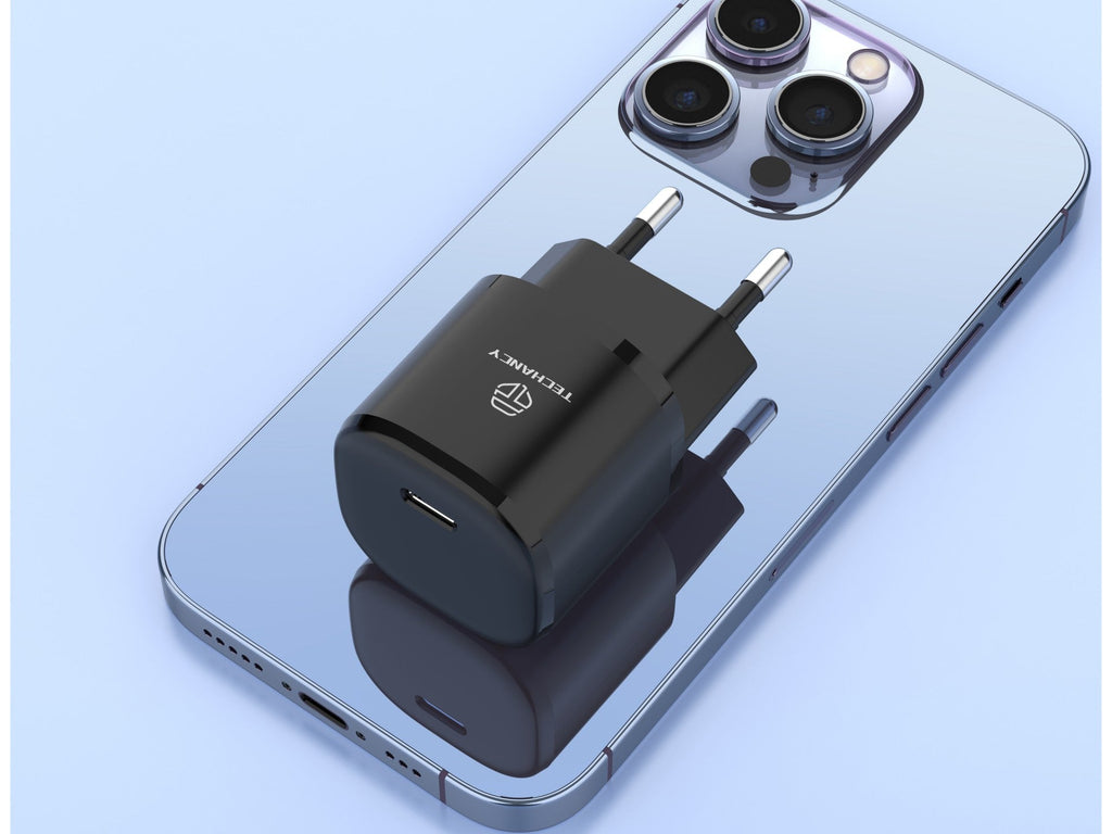 Techancy Carregador Pd 30w Usb C Preto  TA2811, Cabo De Carregamento Rápido Adapt Pd, Compatível Com Android/Apple.