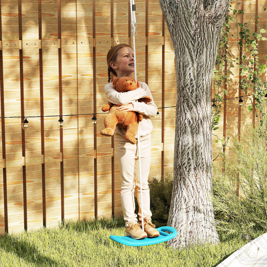 Balançoire enfant extérieur et intérieur avec corde réglable, mousqueton, charge max. 70 kg, bleu