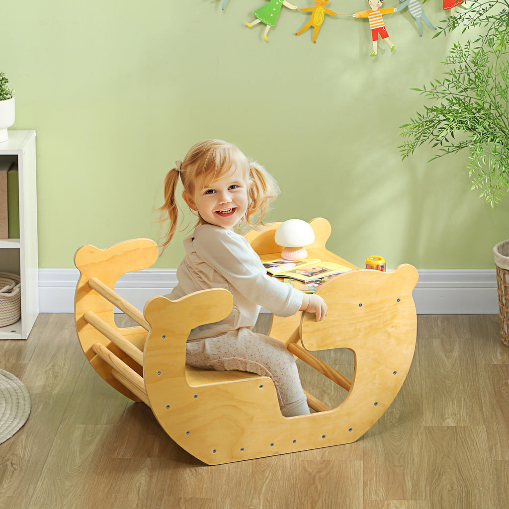 Arche d'escalade pour enfants, table à jouets pour enfants 18-48 mois, design 2 en 1, charge max. 50 kg, bois naturel
