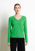 Pull col V femme en cachemire vert pomme - LILLY 2B