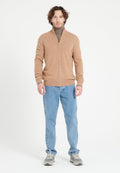 Gilet col montant zippé homme en cachemire camel - LUKE 8