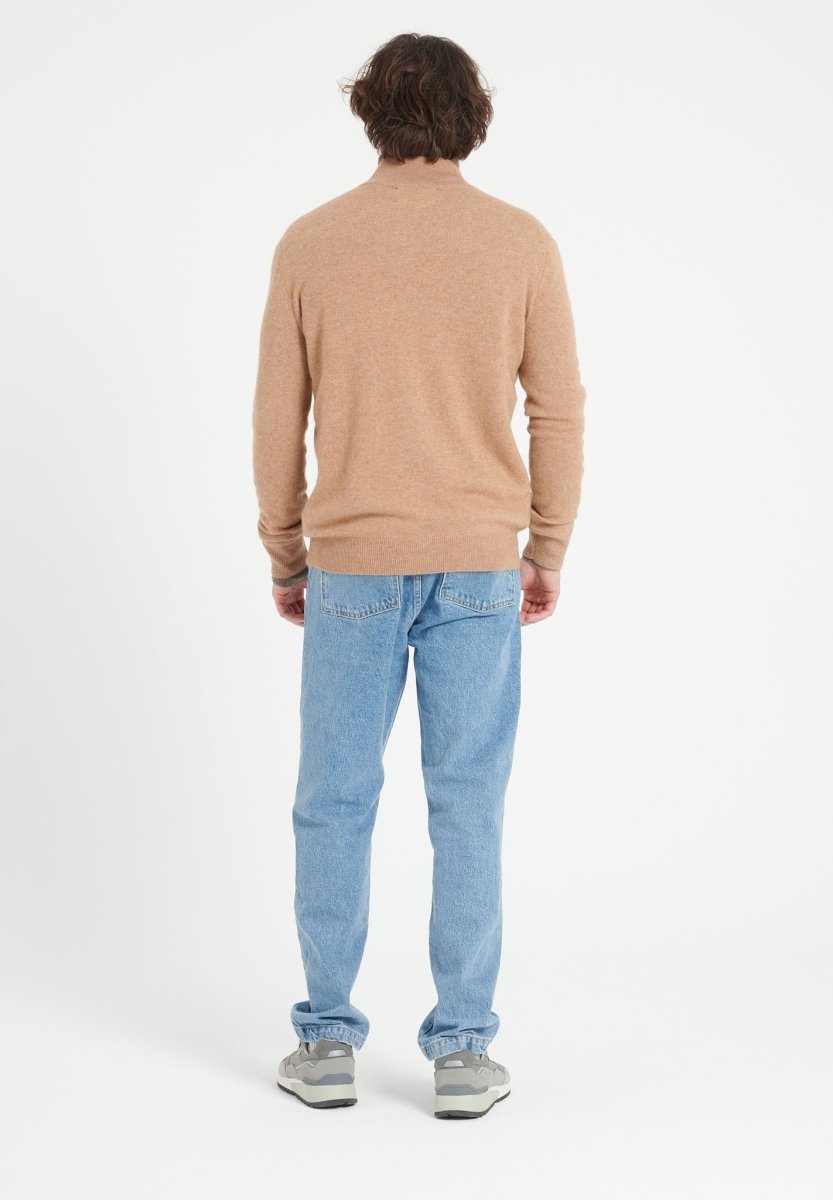 Gilet col montant zippé homme en cachemire camel - LUKE 8