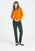 Pull décolleté V dans le dos femme en cachemire orange citrouille - MIA 7
