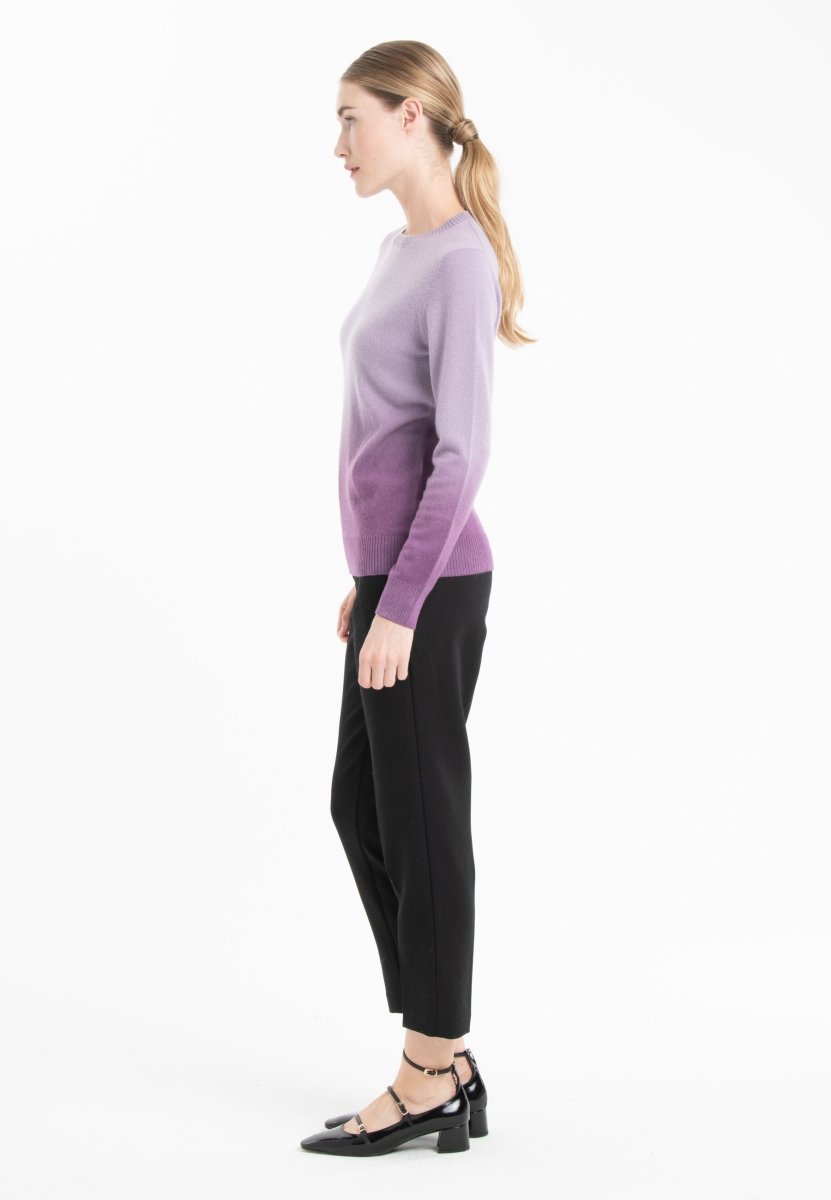 Pull col rond femme en cachemire tie & dye violet clair & violet foncé - MIA 8B