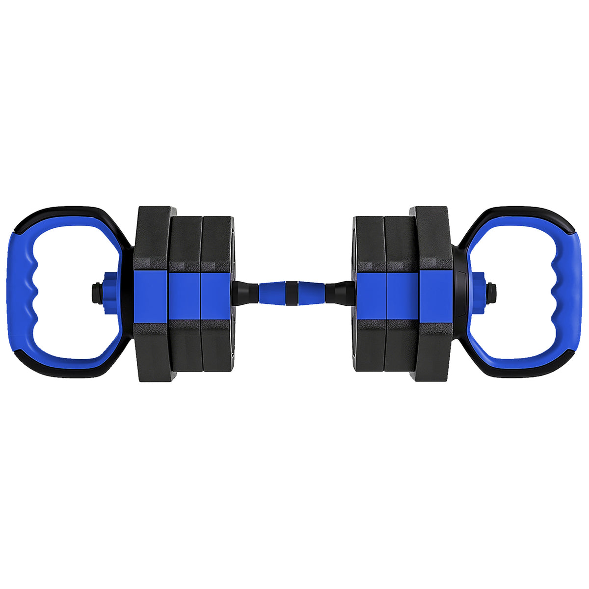 Ensemble d'haltères musculation 6-en-1 haltère réglable 20 kg kettlebell, barre de musculation support pour pompes bleu