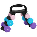 Lot d'haltères hexagonaux, haltères musculation, 2 x 1 kg, 2 x 2 kg, 2 x 3 kg, avec support convertible d'haltères