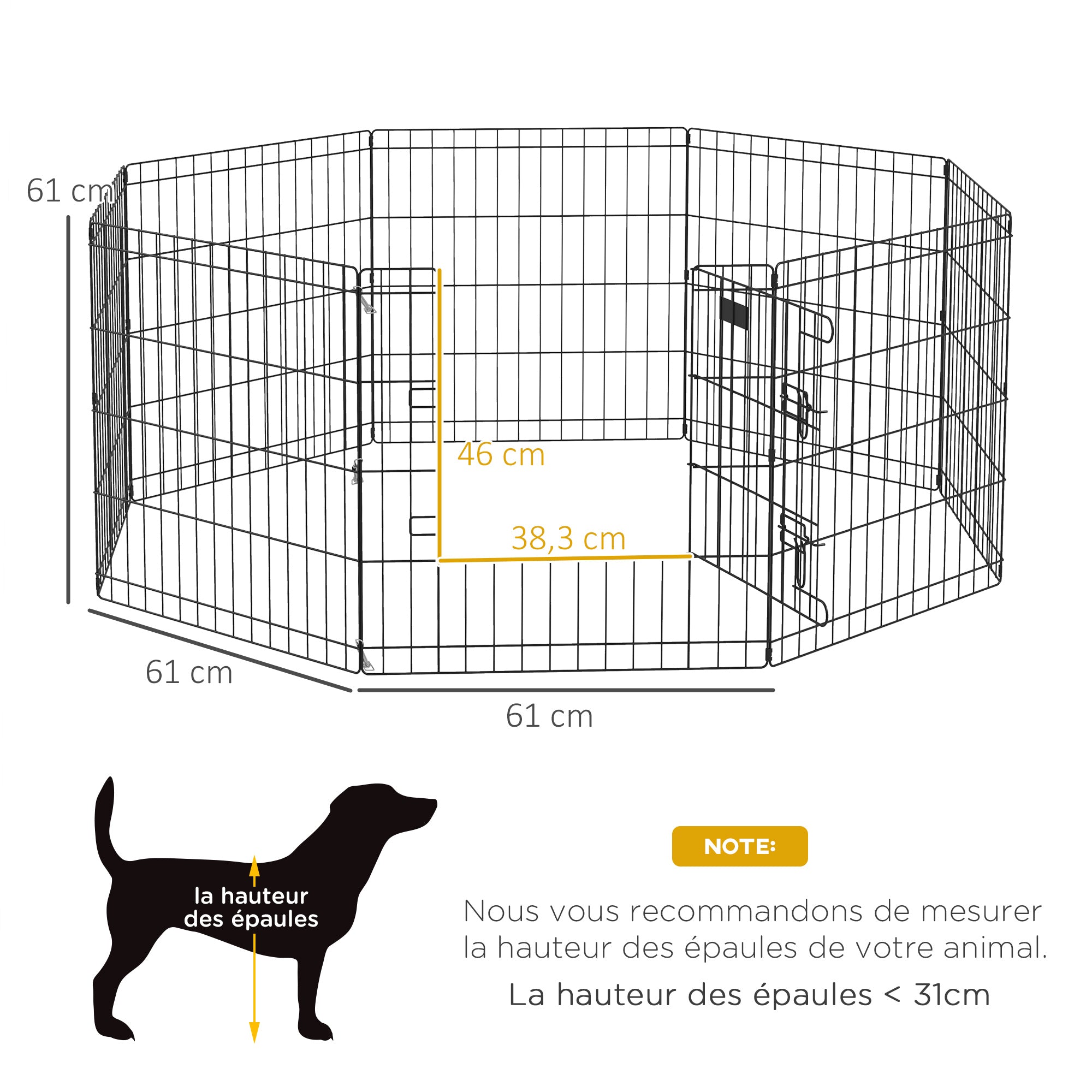 Parc enclos modulable pour chiens lapins rongeurs clôture pour petits animaux intérieur et extérieur pliant 8 panneaux