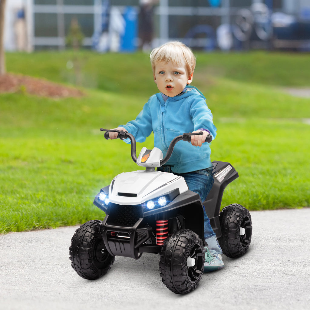 Quad électrique enfant 12 V voiture électrique 2 moteurs marche avant et arrière 37-60 mois 85 x 55,5 x 62 cm blanc