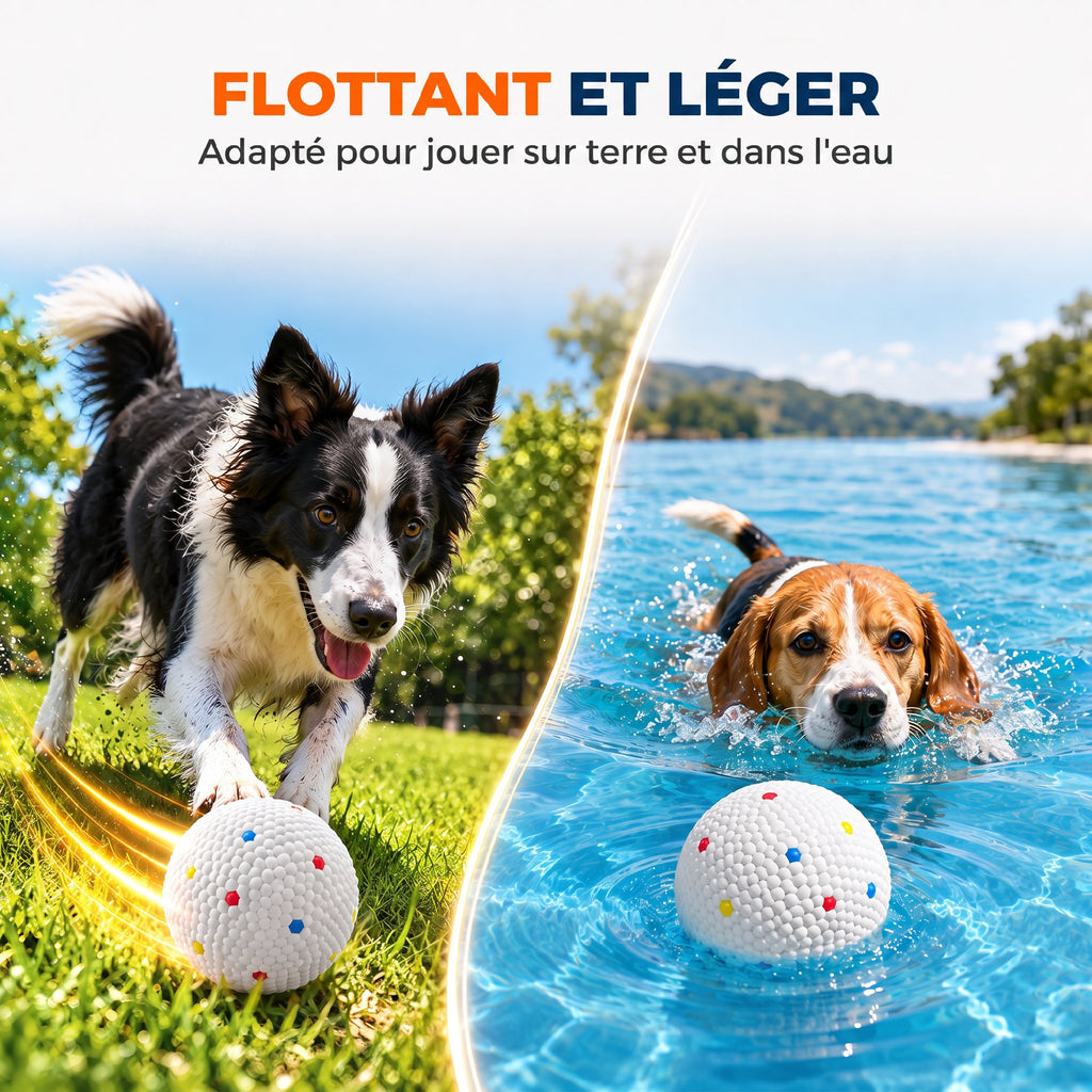 Lot de 6 Balles pour Chien en ETPU Compatibles avec Lanceur Automatique Flottantes et Rebondissantes Ø 58 mm Blanc