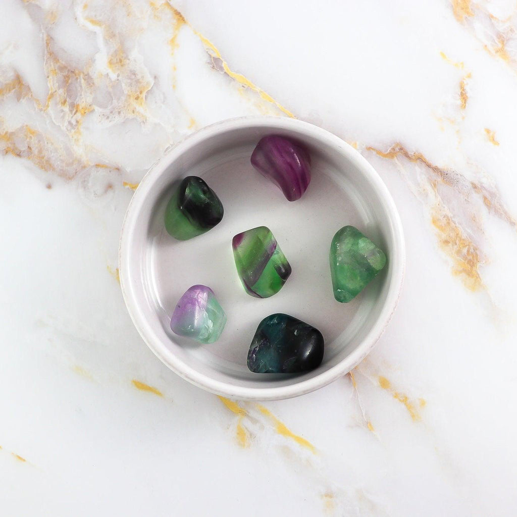 Multicolored Fluorite rolled stone