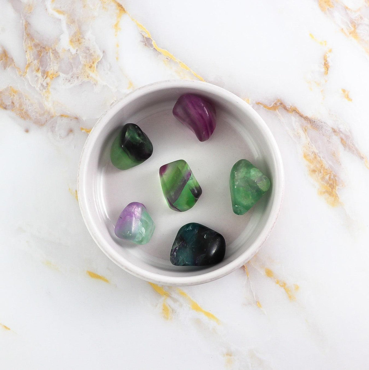 Multicolored Fluorite rolled stone