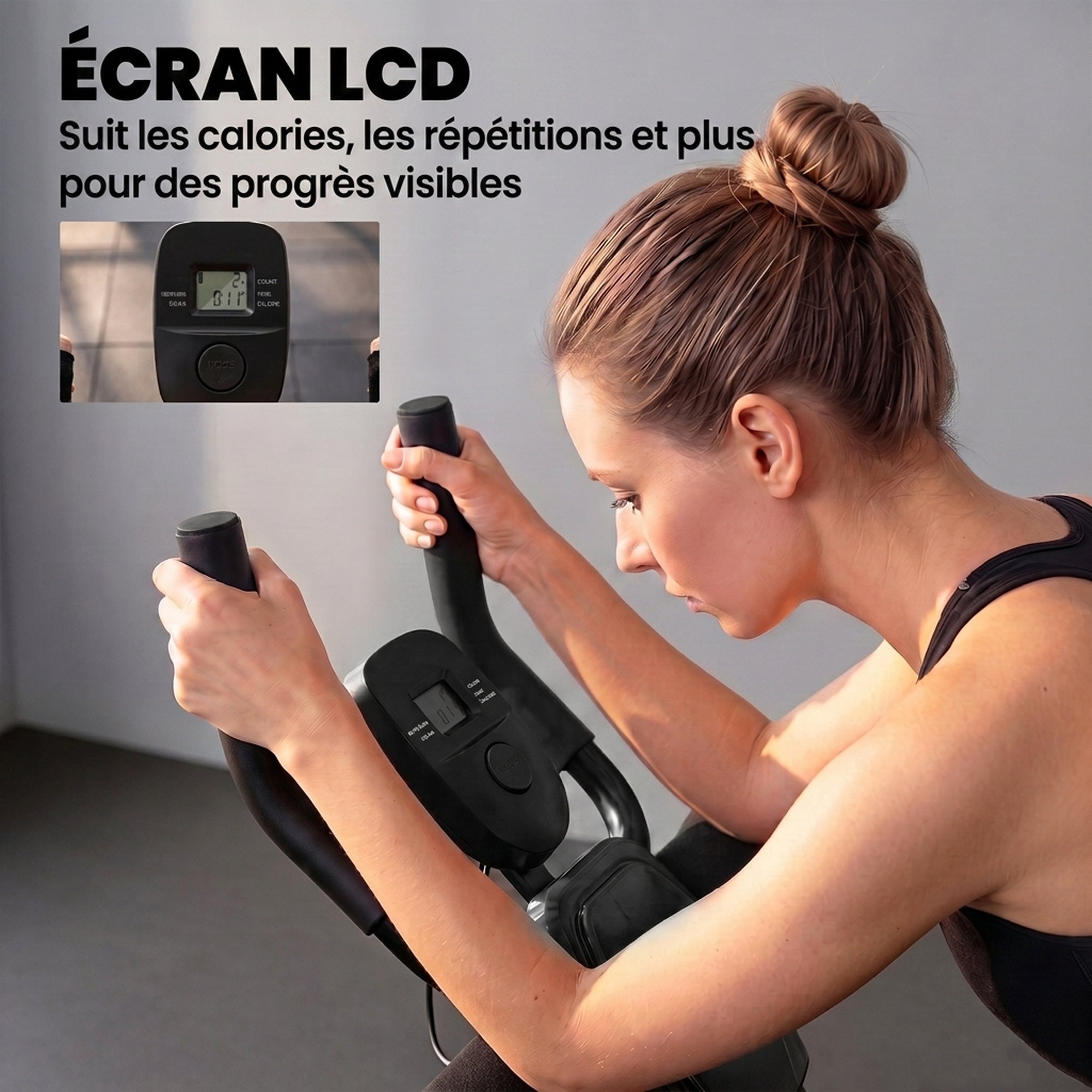 Appareil à Abdominaux Pliable avec Écran LCD, Double Rail, Mousse PVC, Cadre en Acier, 92x41x83cm, Noir