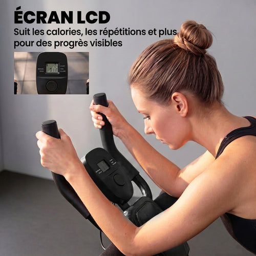 Appareil à Abdominaux Pliable avec Écran LCD, Double Rail, Mousse PVC, Cadre en Acier, 92x41x83cm, Noir